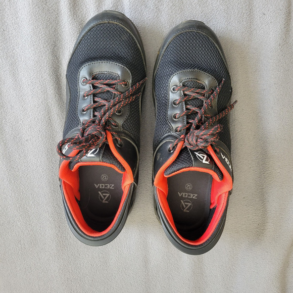 COSMIC BLACK ZEBA Sneaker Shoes Mens Size 12 Hands Free Slip On Tie Once Red - Picture 6 of 11